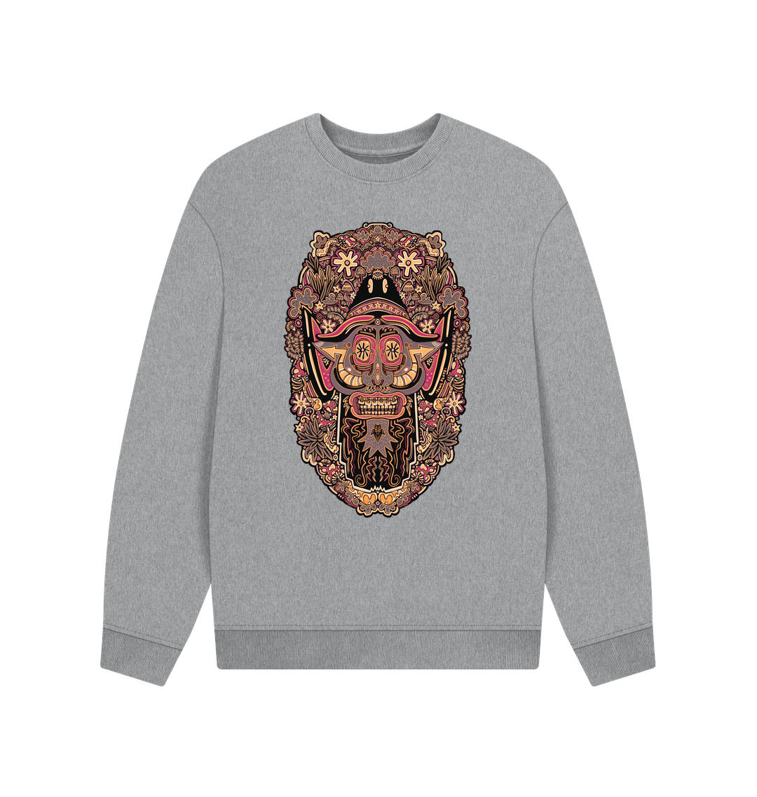 Athletic Grey Mushroom Man Unisex Organic Cotton Oversized Sweater Autumn