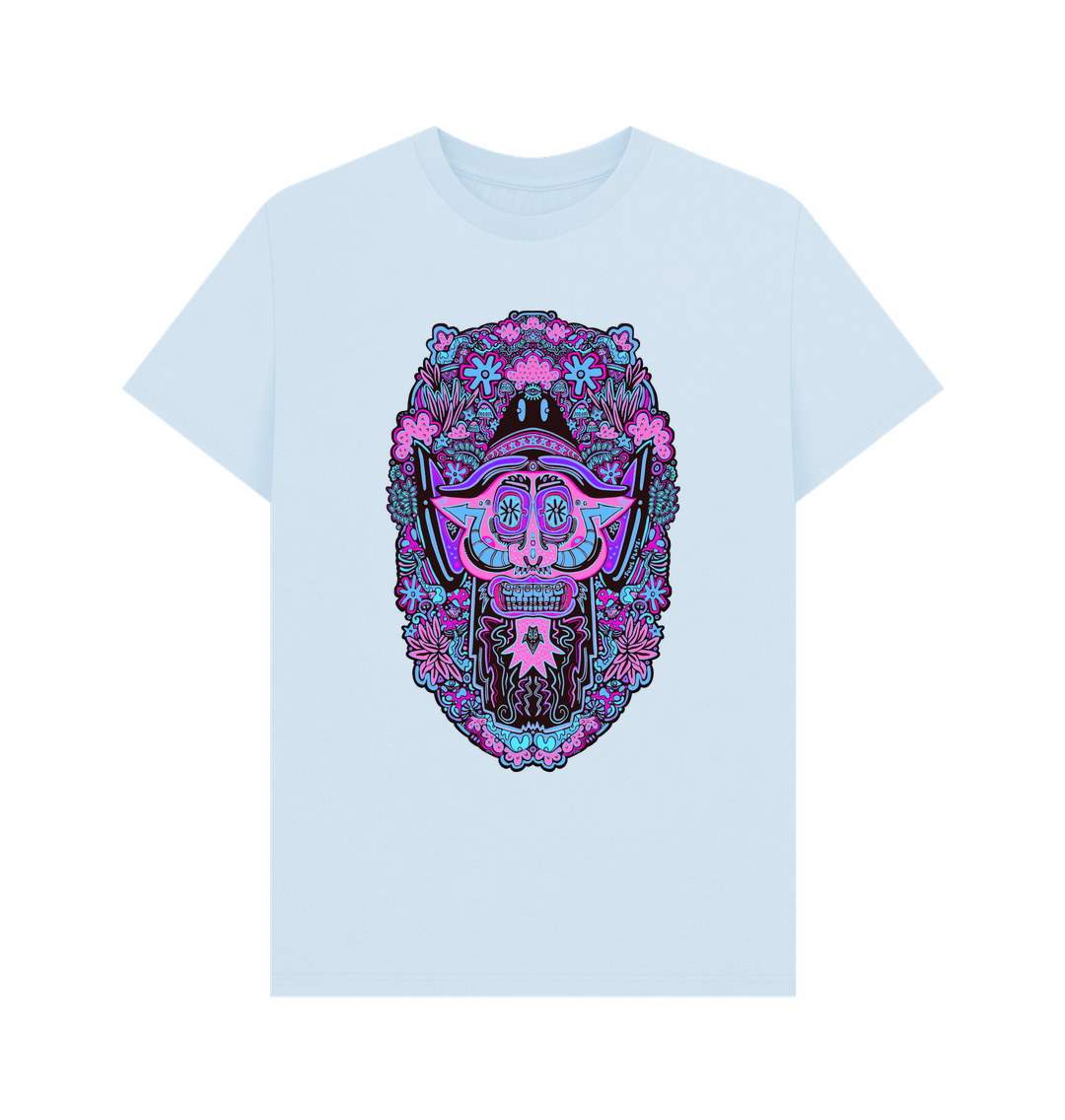 Sky Blue Mushroom Man Unisex Organic Cotton T-shirt Neon Pop