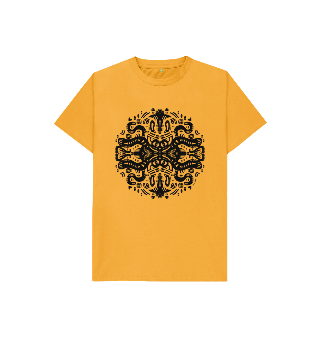 Organic Cotton Mustard Kids T-shirt featuring Squid Games by Fowl Plays - Sustainable Fashion and Art At Fowl Plays