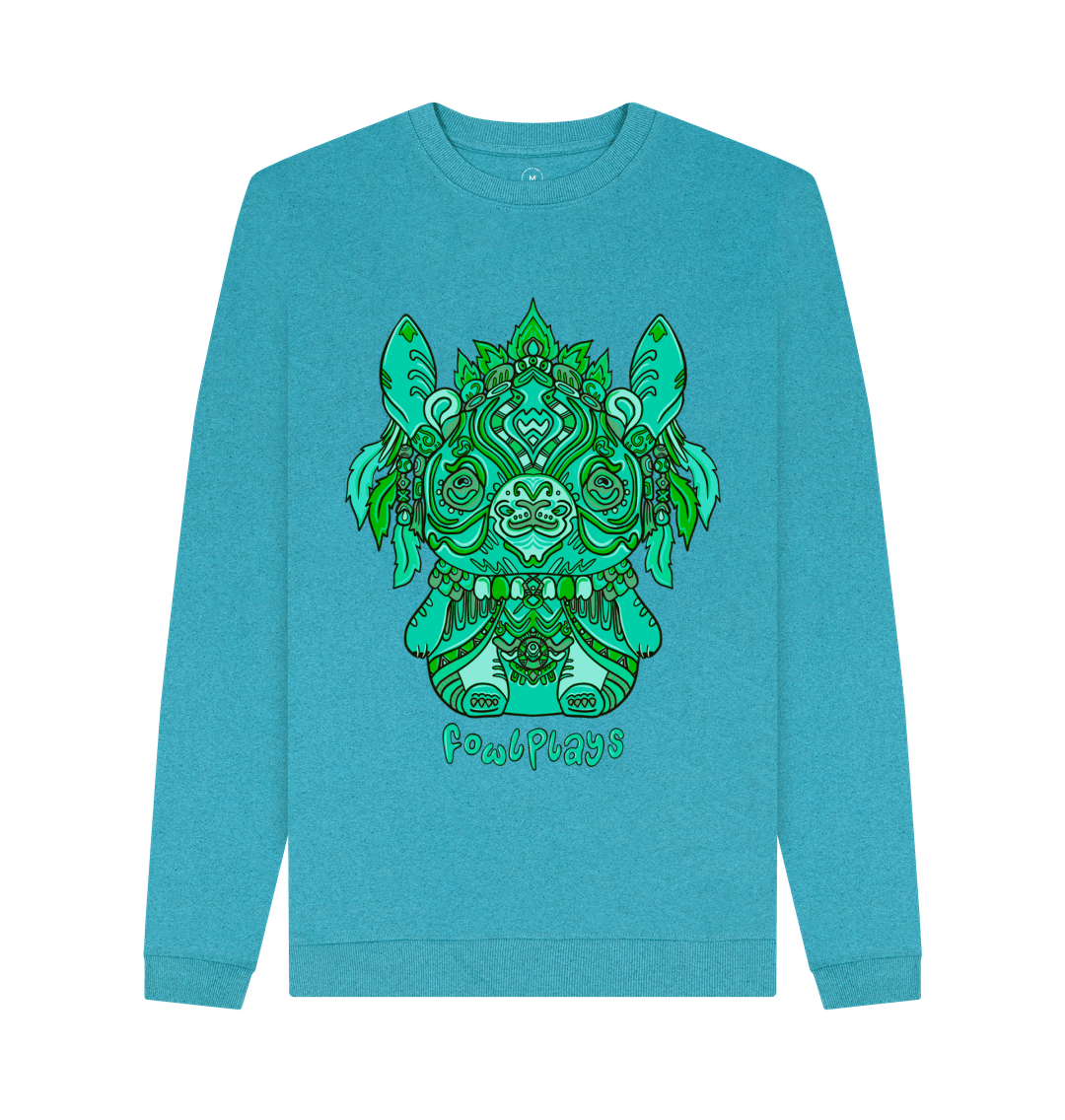 Ocean Blue Bunny Bear Organic Cotton Unisex Sweater Remill Green