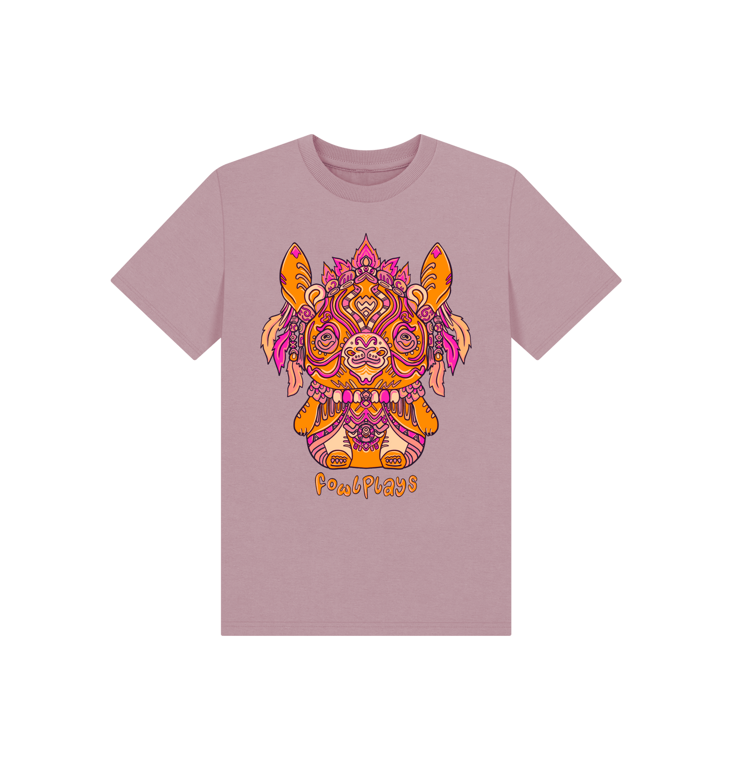 Mauve Printed Kids T-Shirt Front