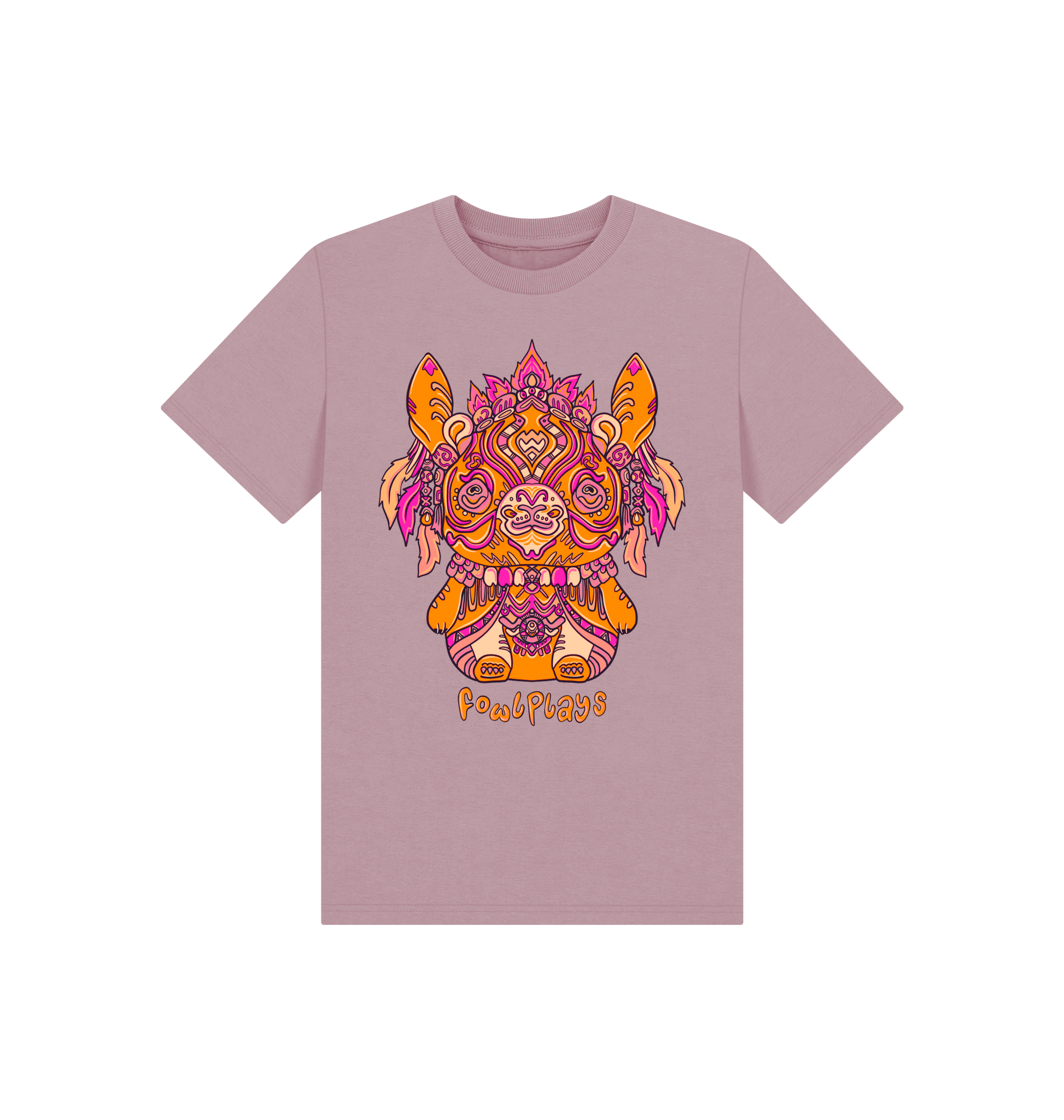 Mauve Printed Kids T-Shirt Front