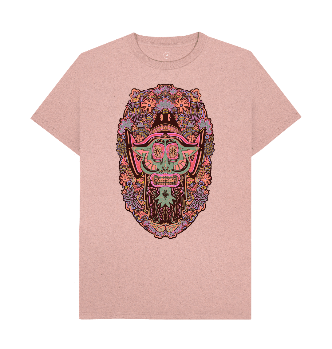 Sunset Pink Mushroom Man Unisex Oranic Cotton Remill T-shirt Super Hippy