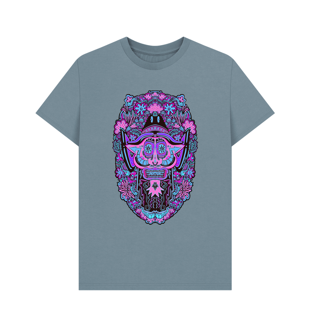 Stone Blue Mushroom Man Unisex Organic Cotton T-shirt Neon Pop