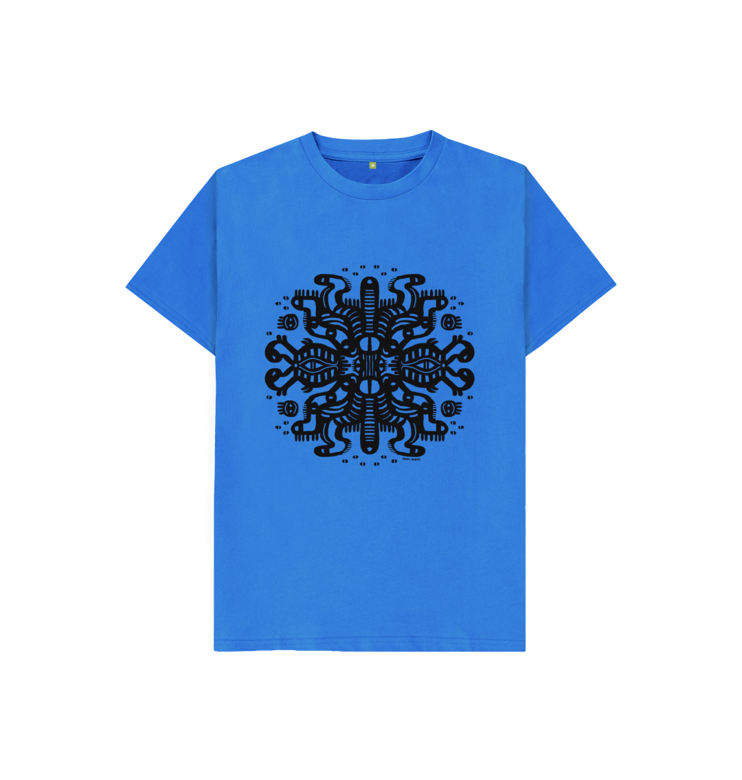 Organic Cotton Bright Blue Kids T-shirt featuring Squid Mates by Fowl Plays - Sustainable Fashion and Art At Fowl Plays