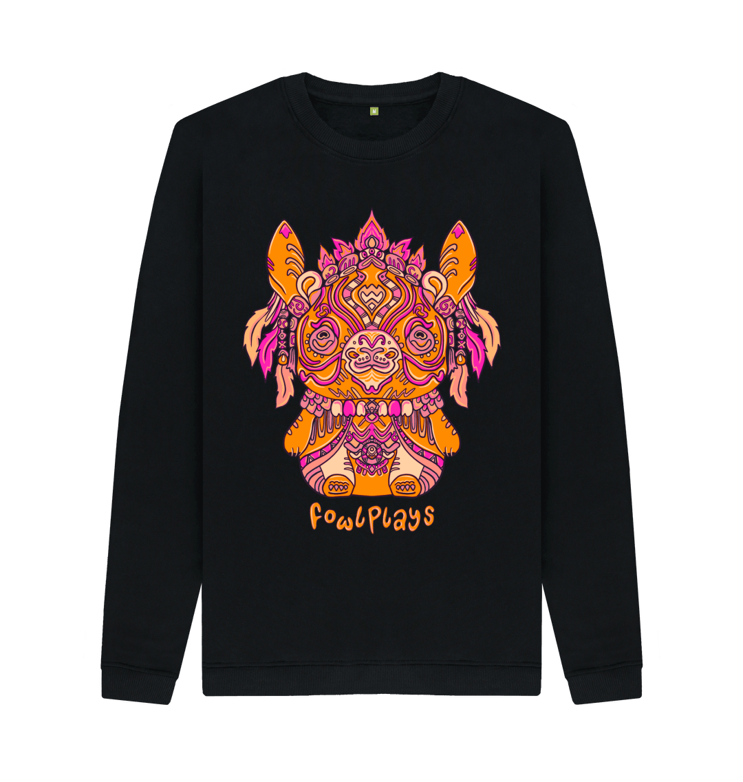 Black Printed Sweater Front