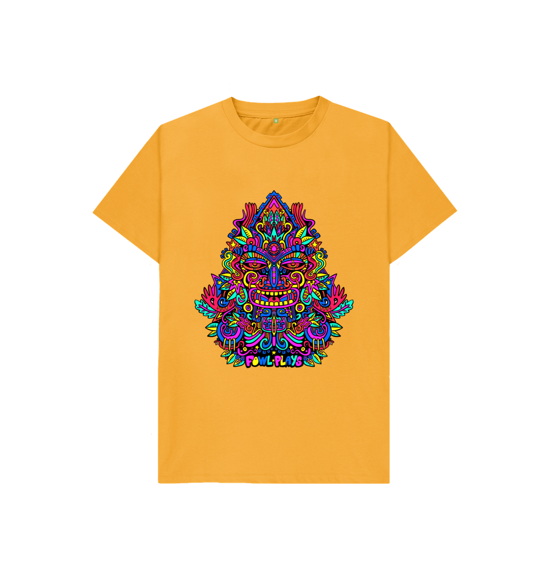 Organic Cotton Mustard Kids T-shirt featuring Triangular Mask Primary by Fowl Plays - Sustainable Fashion and Art At Fowl Plays