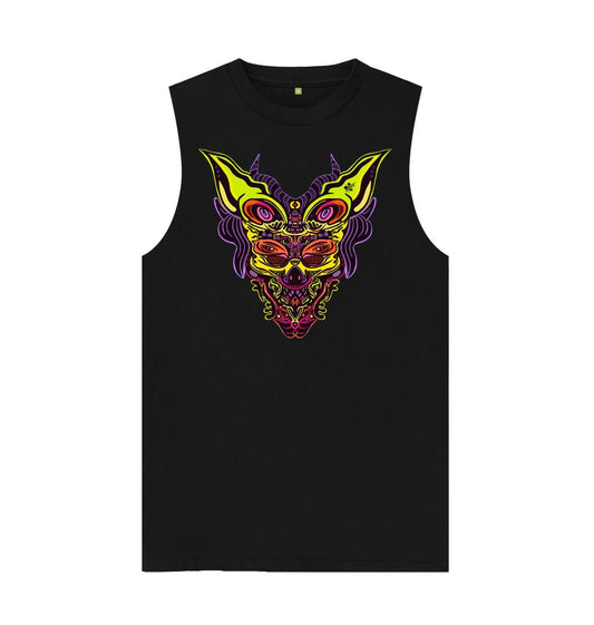 Black Cyberpunk Dog Boy Organic Cotton Mens Vest Rave Edition