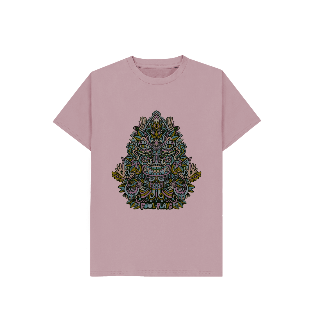 Organic Cotton Mauve Kids T-shirt featuring Triangular Mask Autumn by Fowl Plays - Sustainable Fashion and Art At Fowl Plays