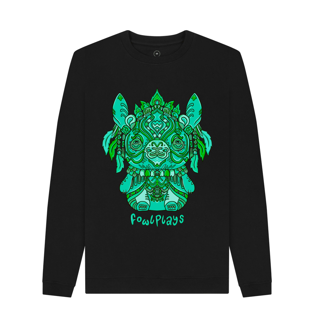 Black Bunny Bear Organic Cotton Unisex Sweater Remill Green