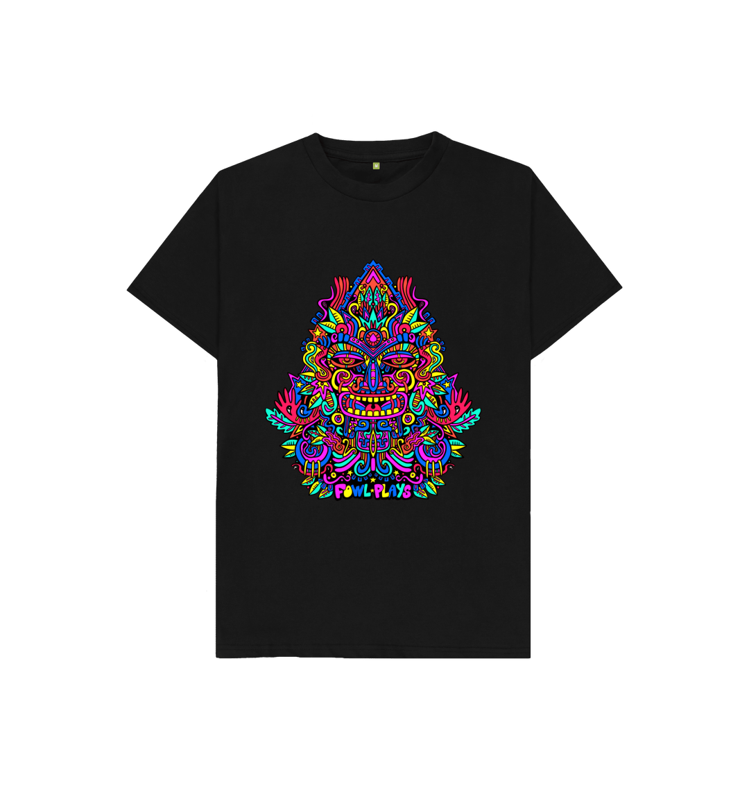 Organic Cotton Black Kids T-shirt featuring Triangular Mask Primary by Fowl Plays - Sustainable Fashion and Art At Fowl Plays