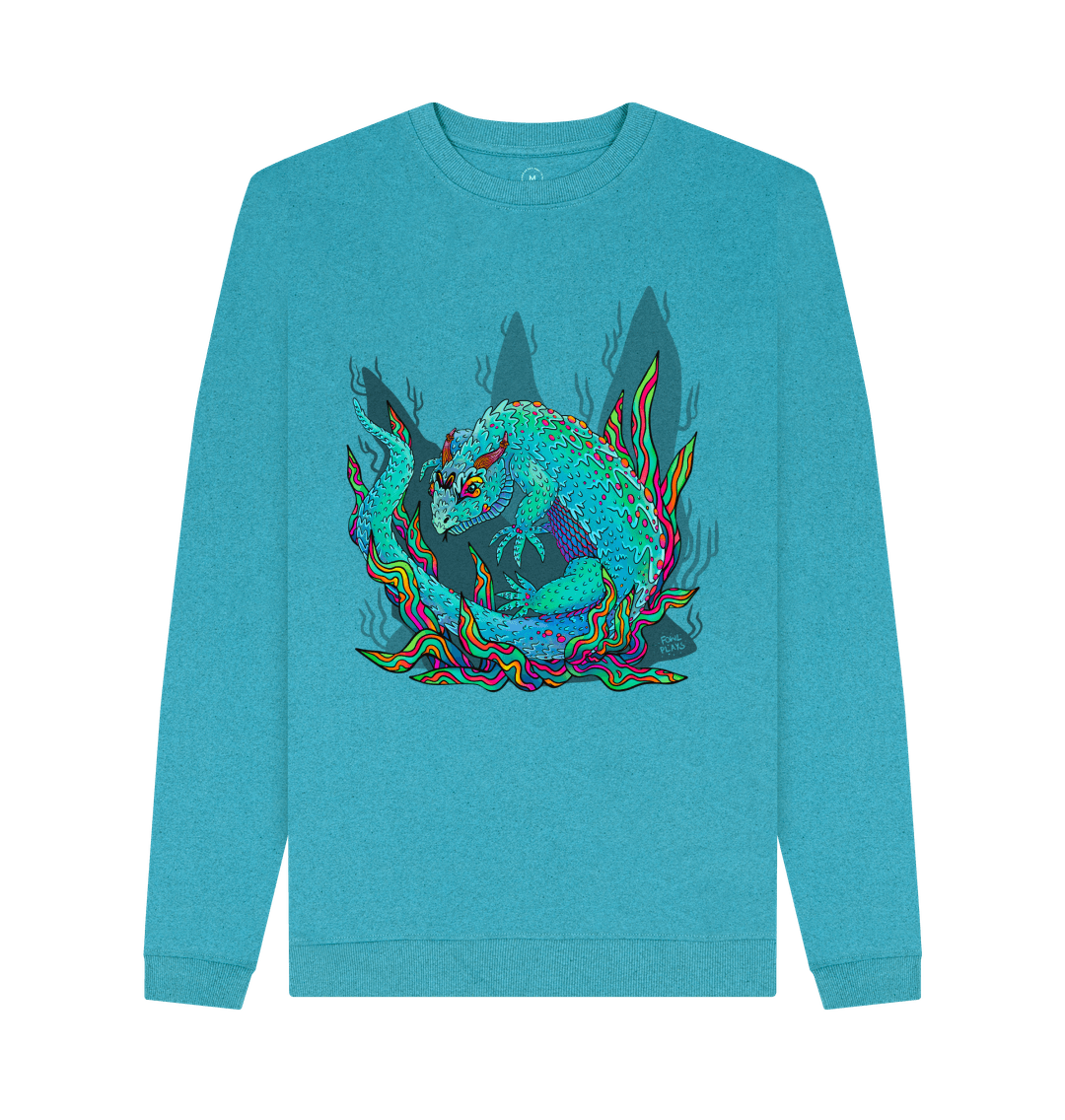 Ocean Blue Armadillo Lizard Unisex Recycled Organic Cotton Sweater