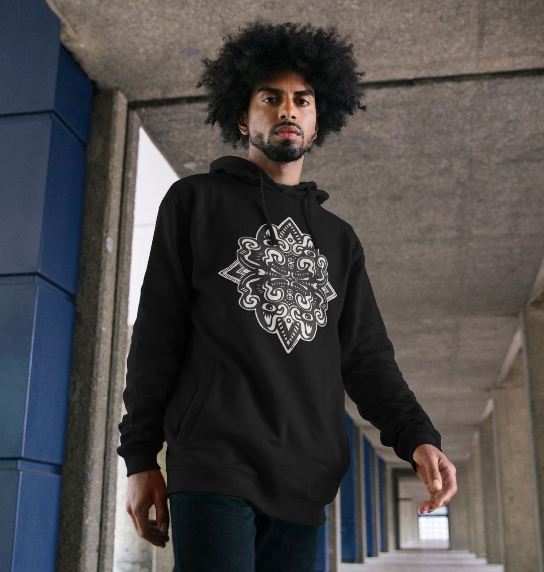 Organic Cotton Black Hoodie featuring Catnip Black and White by Fowl Plays - Sustainable Fashion and Art At Fowl Plays.