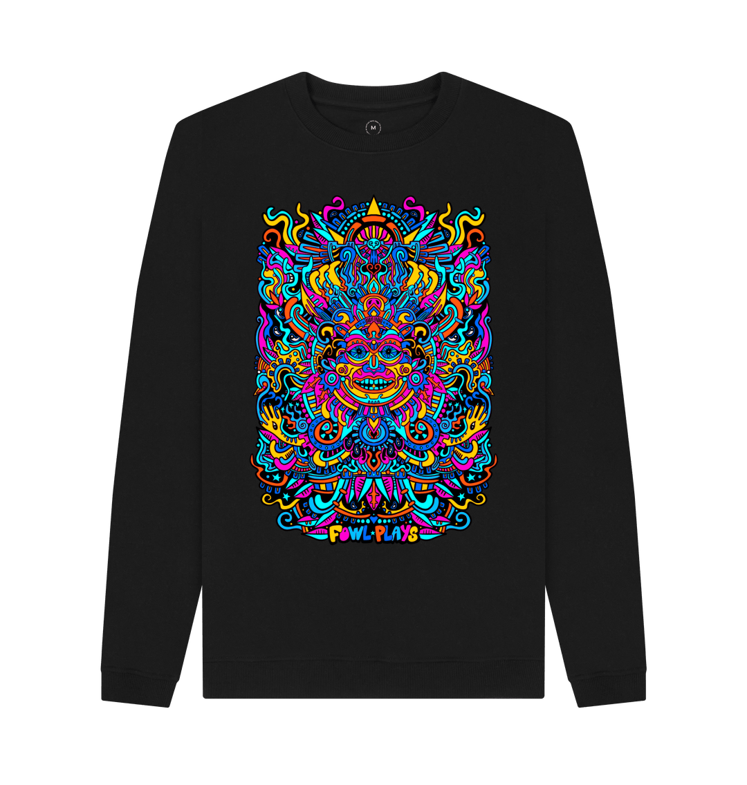 Black Psychedelic Mask Unisex Organic Cotton Sweater