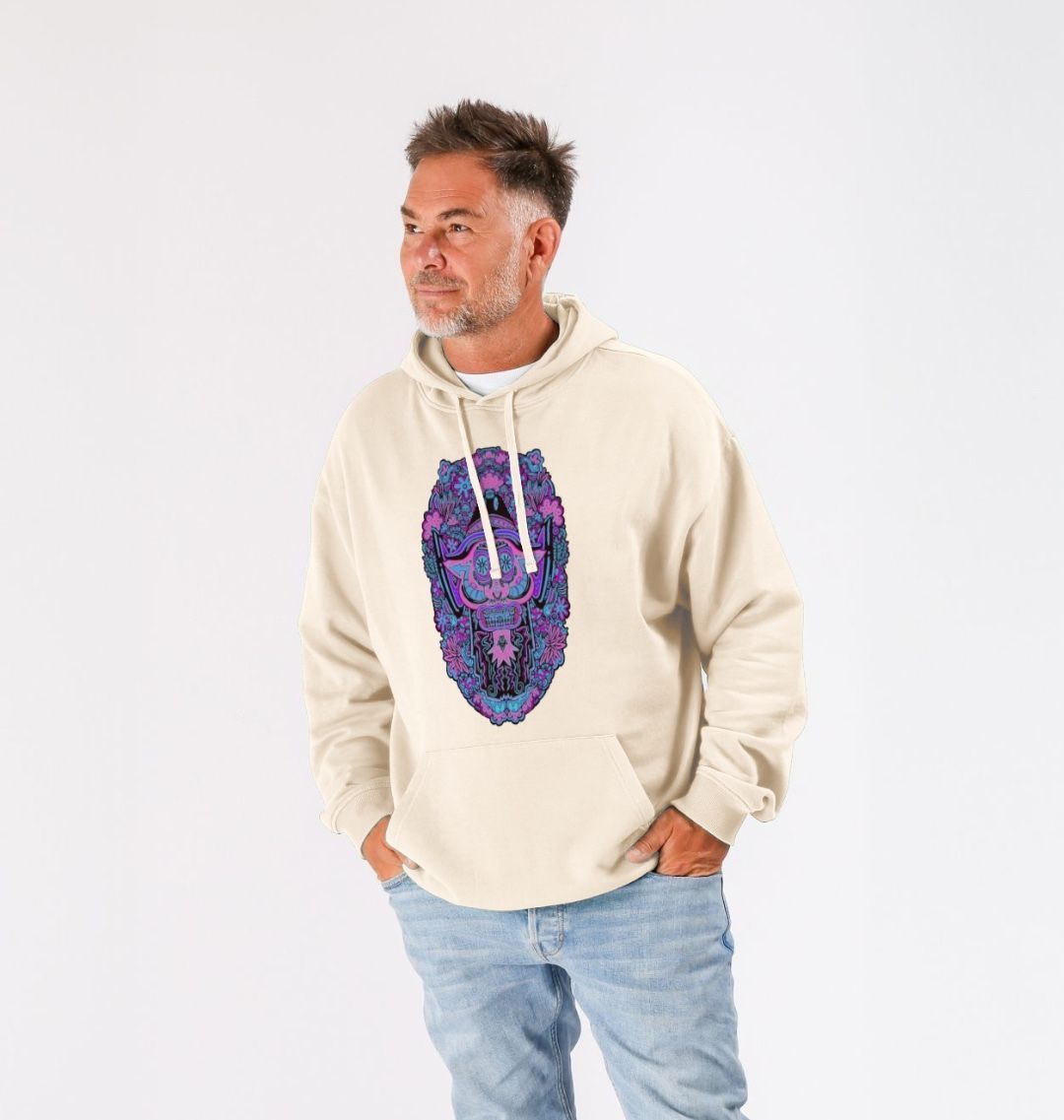 Mushroom Man Unisex Organic Cotton Hoodie Neon Pop