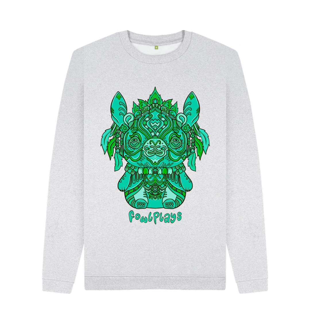 Grey Bunny Bear Organic Cotton Unisex Sweater Remill Green