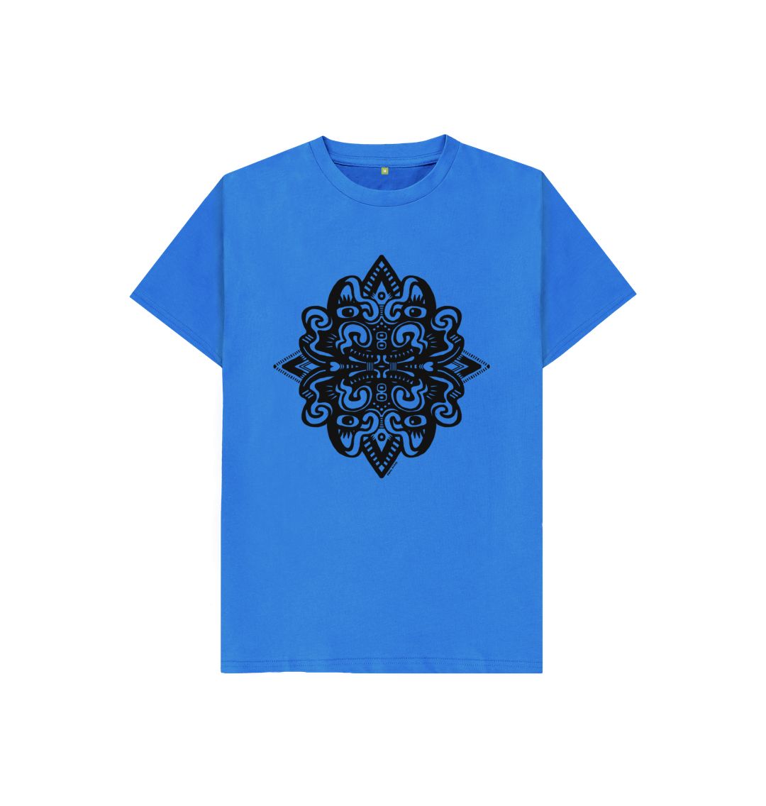 Organic Cotton Bright Blue Kids T-shirt featuring Catnip by Fowl Plays - Sustainable Fashion and Art At Fowl Plays