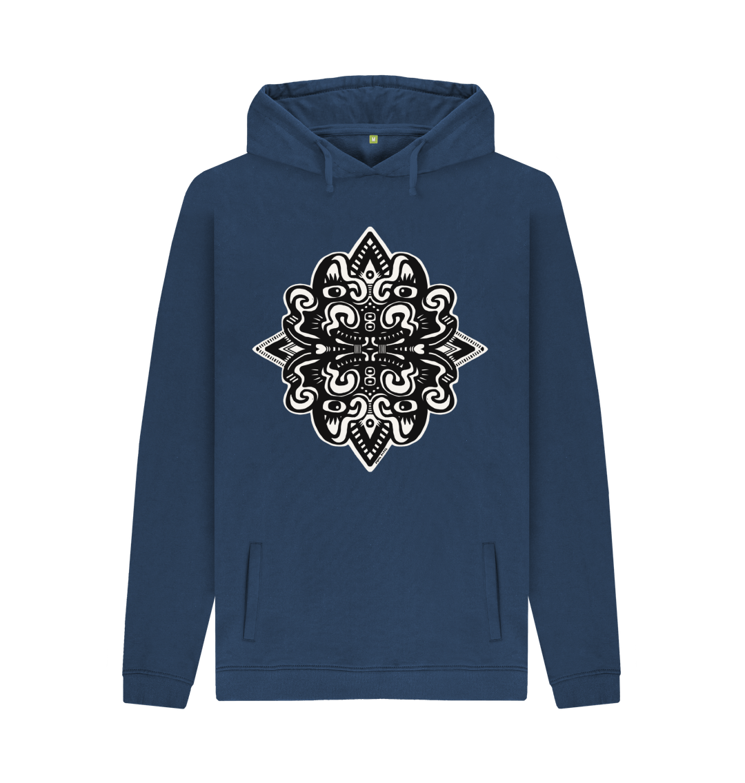 Navy Catnip Organic Cotton Unisex Hoodie Black & White