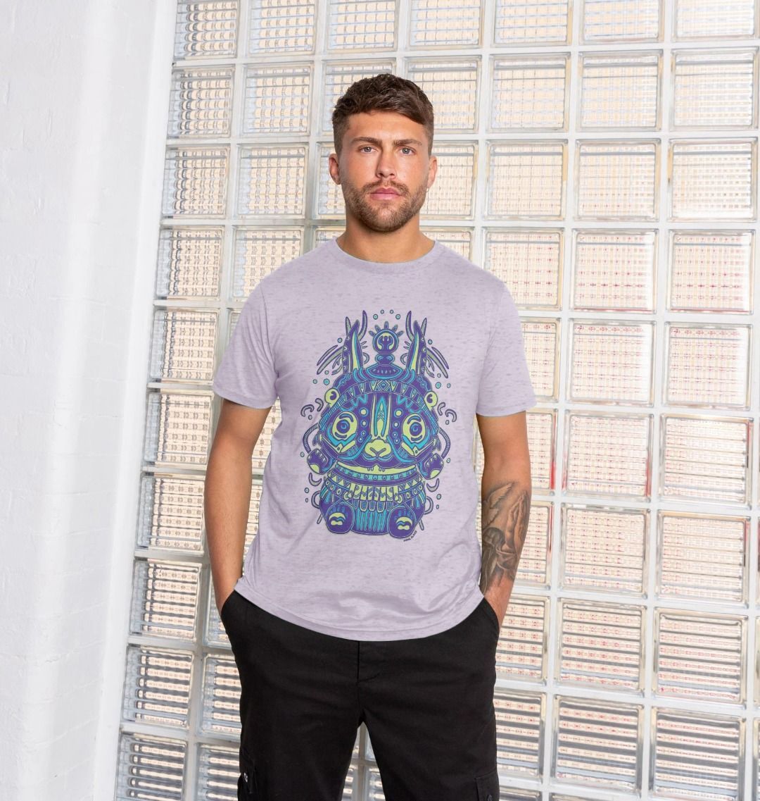 Organic Cotton Light Purple Recycled T-shirt featuring Spirit of The Night by Fowl Plays - Sustainable Fashion and Art At Fowl Plays