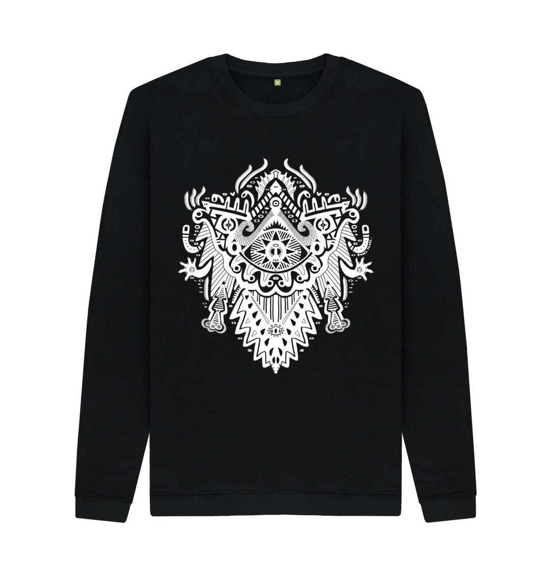 Black Witch Doctor Organic Cotton Unisex Sweater White Print