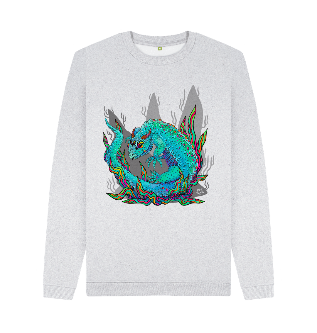 Grey Armadillo Lizard Unisex Recycled Organic Cotton Sweater