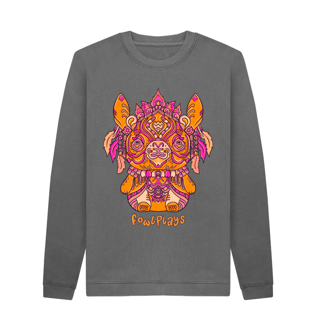 Slate Grey Printed Sweater Front