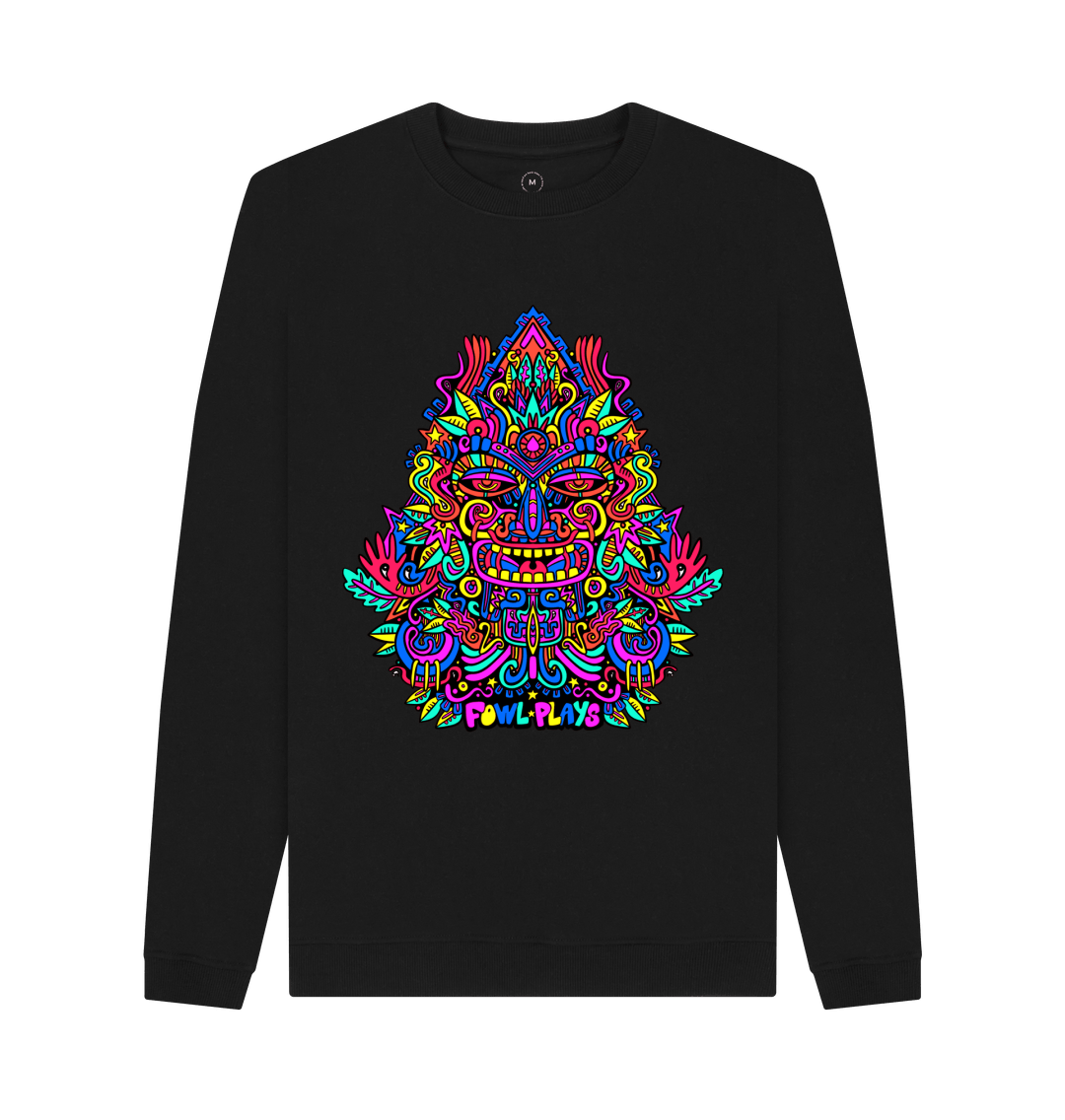 Black Recycled Printed Sweater Front