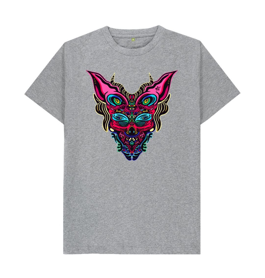 Organic Cotton Athletic Grey T-shirt featuring Cyberpunk Dog Boy by Fowl Plays - Sustainable Fashion and Art At Fowl Plays