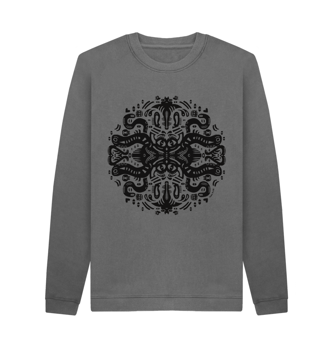Slate Grey Printed Sweater Front