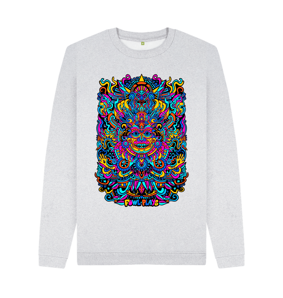 Grey Psychedelic Mask Unisex Organic Cotton Sweater