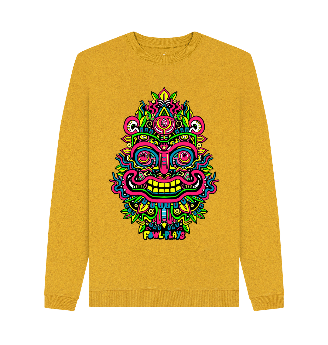 Sunflower Yellow Smiling Mask Unisex Organic Cotton Sweater Primary