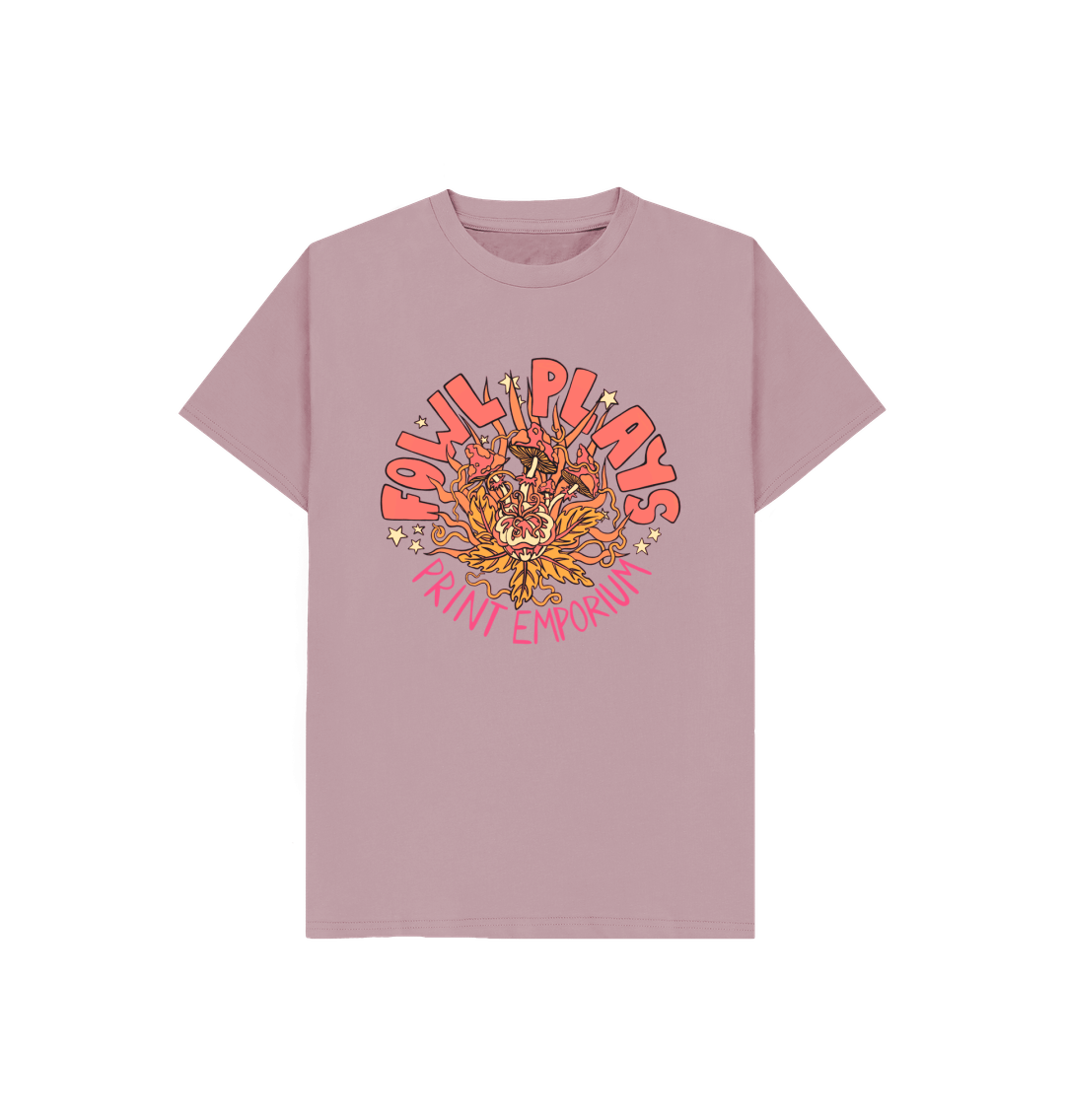 Mauve Fowl Plays Print Emporium Mushroom Delight Kids Unisex T-shirt Pink