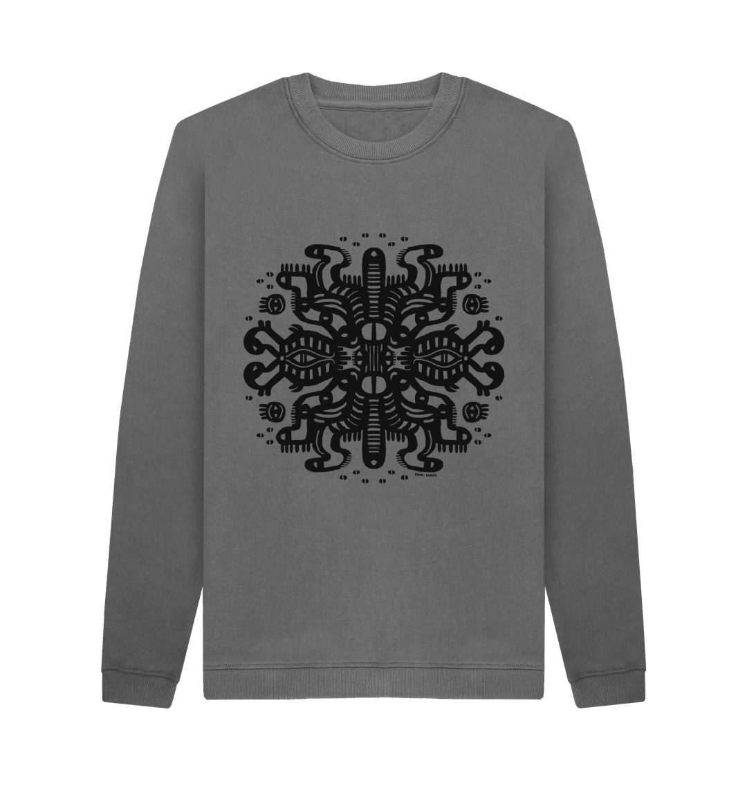 Slate Grey Printed Sweater Front