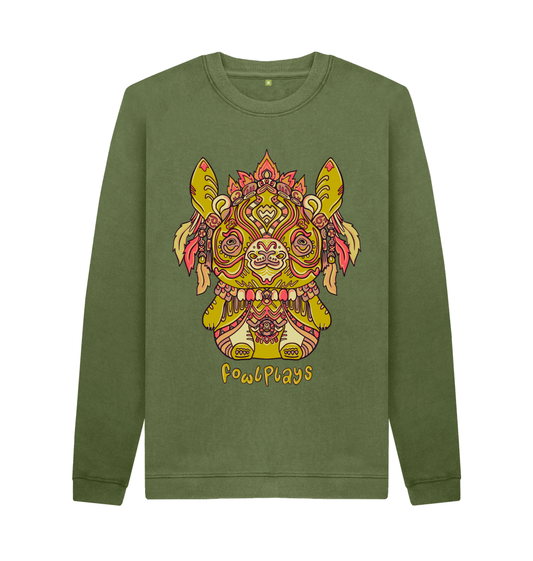 Khaki Bunny Bear Organic Cotton Unisex Sweater Green