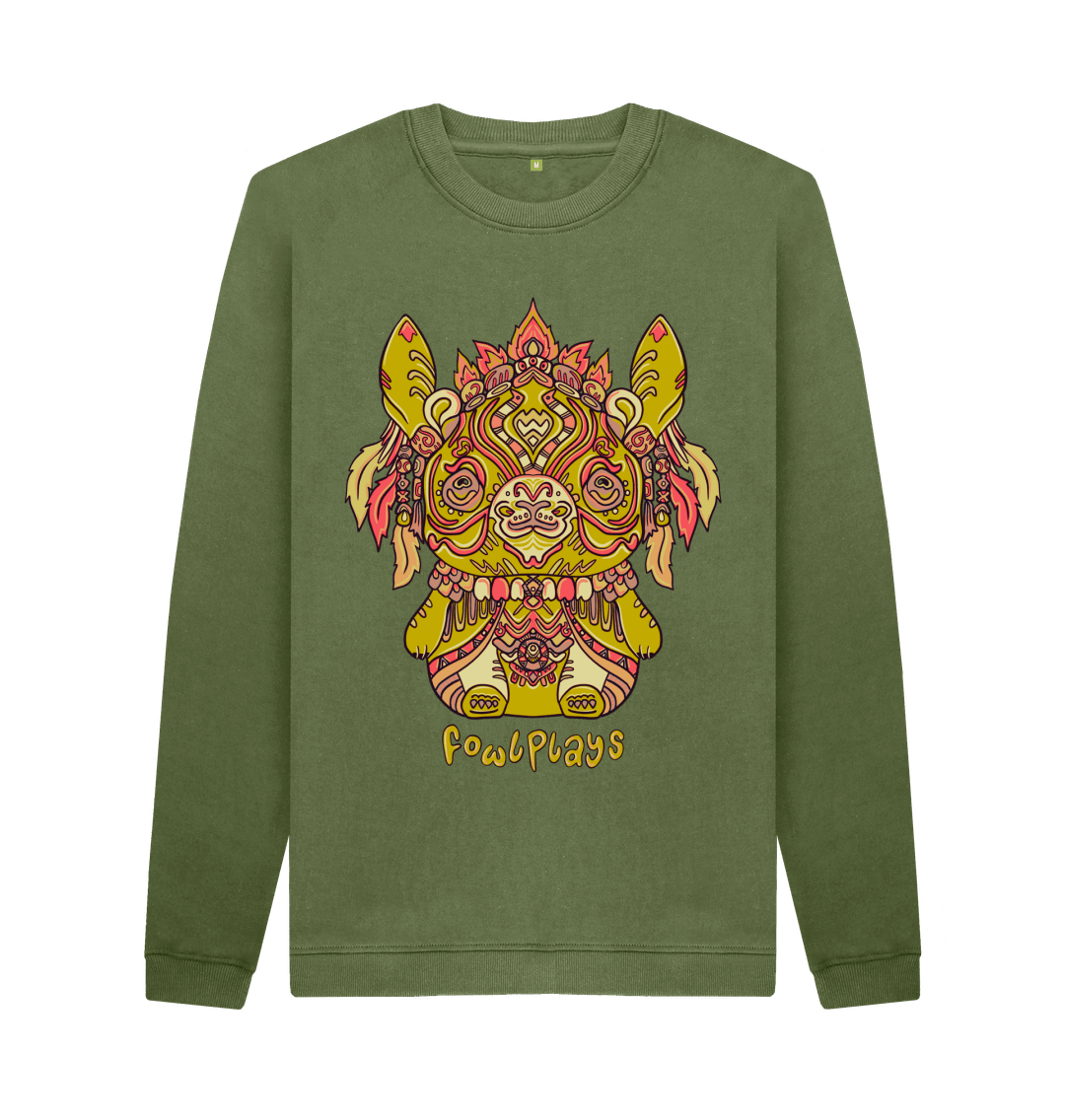Khaki Printed Sweater Front