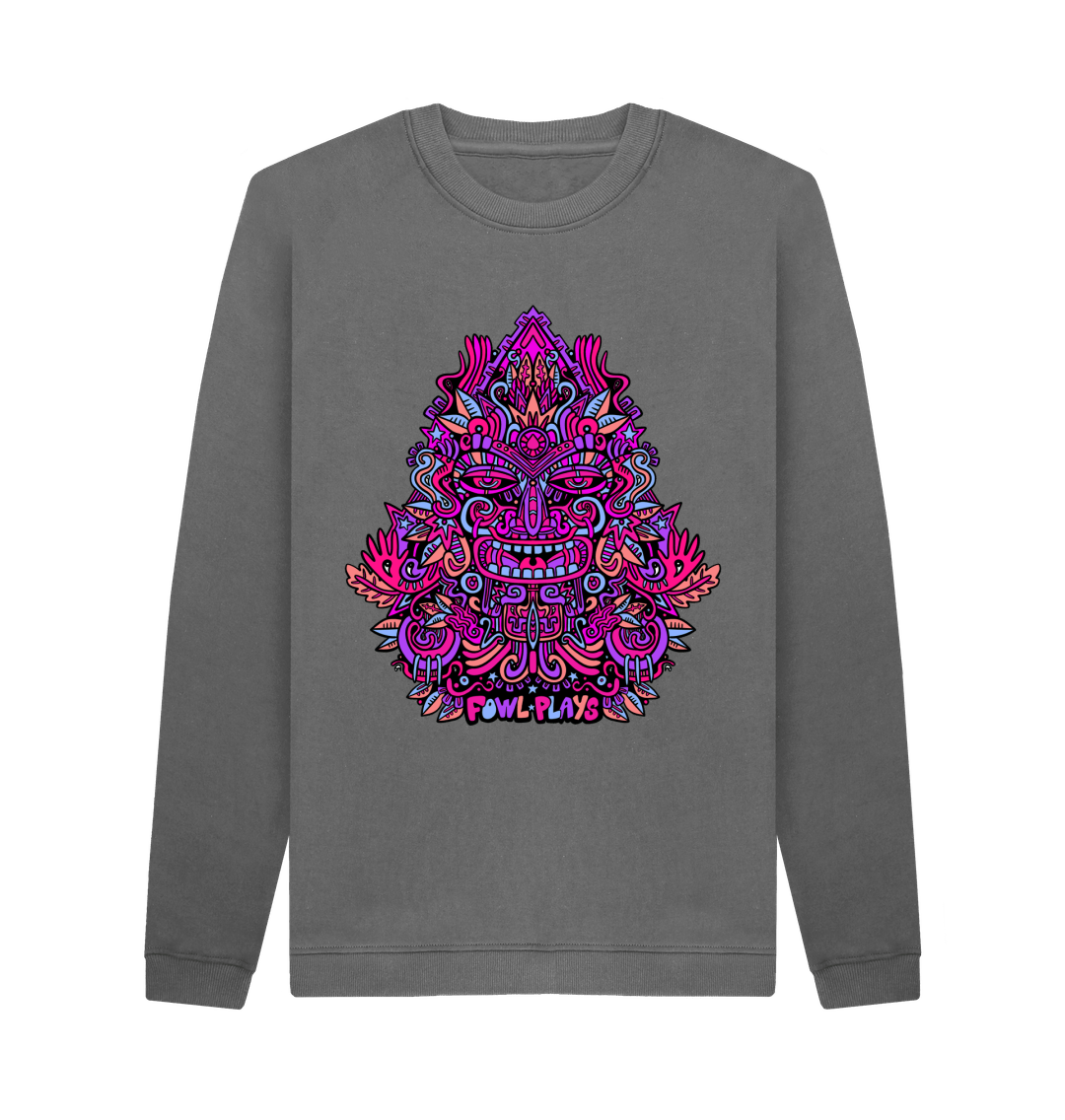 Slate Grey Triangular Mask Organic Cotton Unisex Sweater Purple