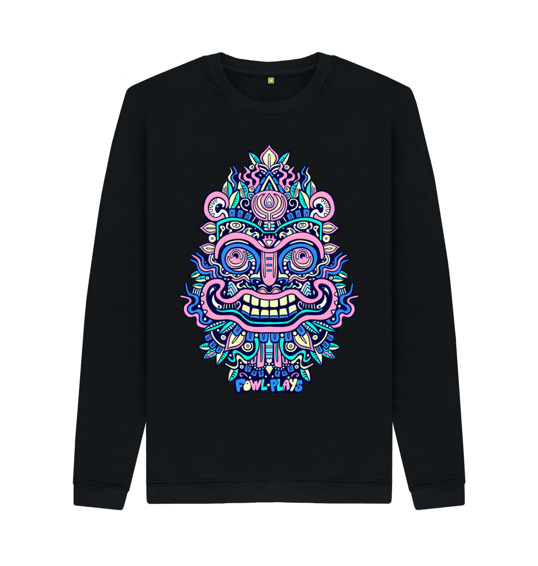 Black Smiling Mask Organic Cotton Unisex Sweater Pastel