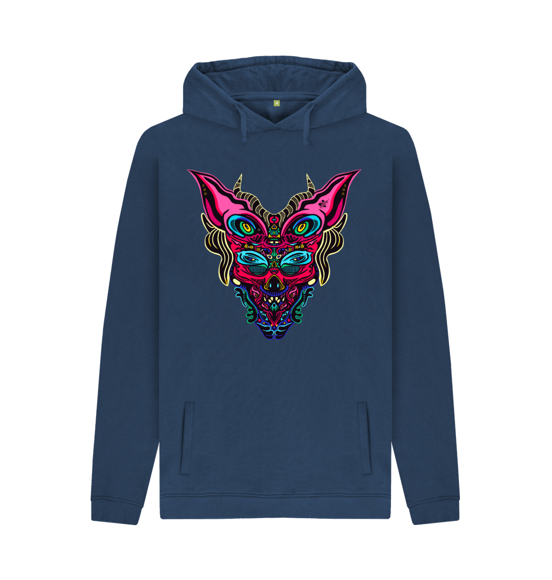 Navy Cyberpunk Dog Boy Organic Cotton Unisex Hoodie Magenta