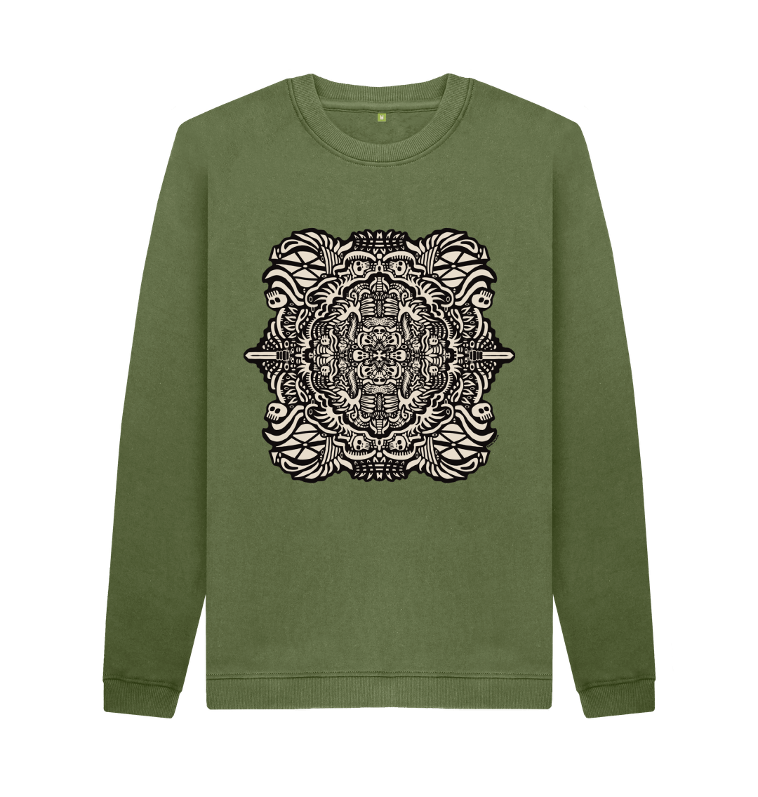 Khaki Printed Sweater Front