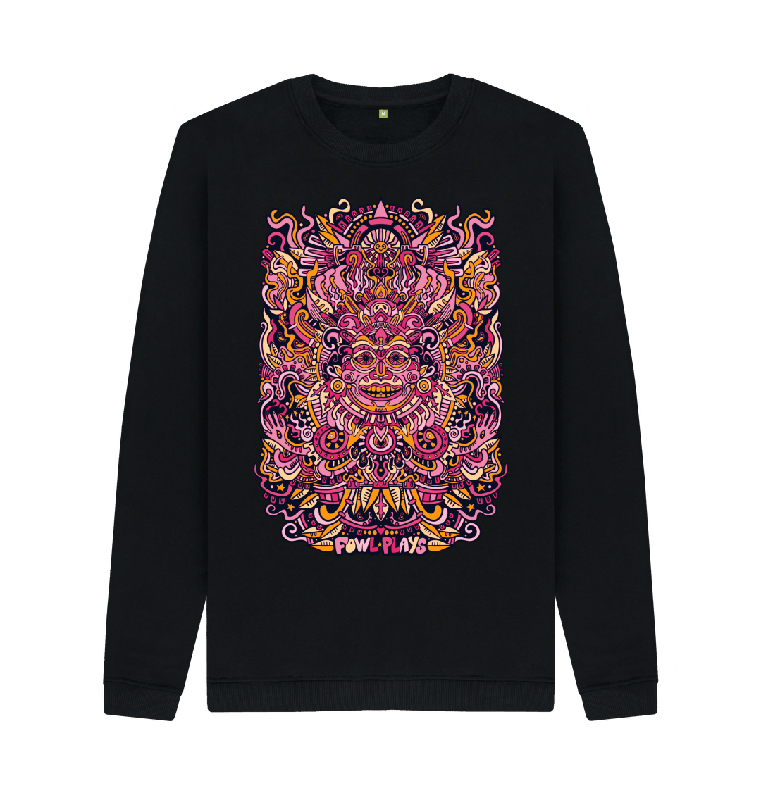 Black Printed Sweater Front