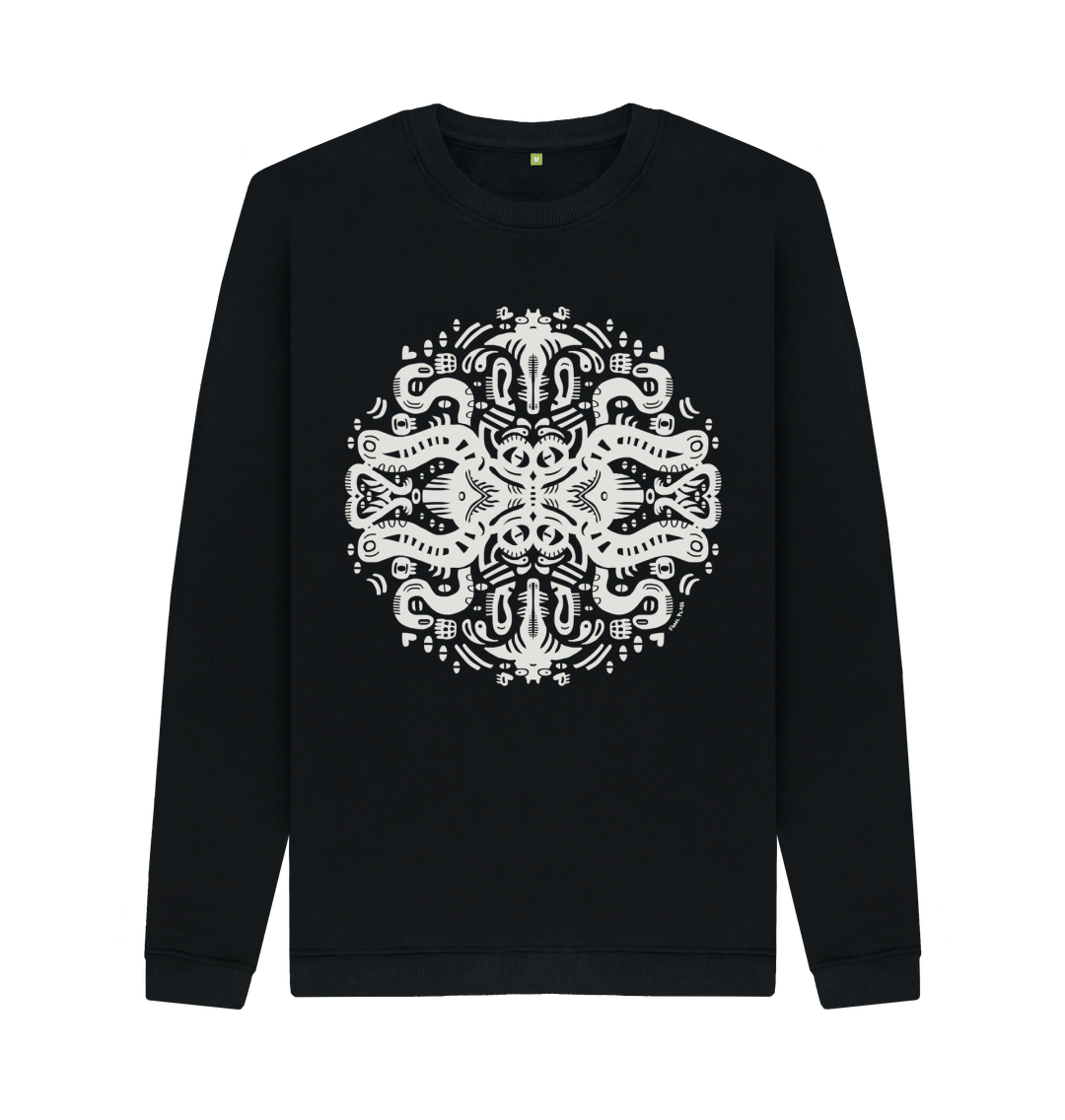 Black Printed Sweater Front