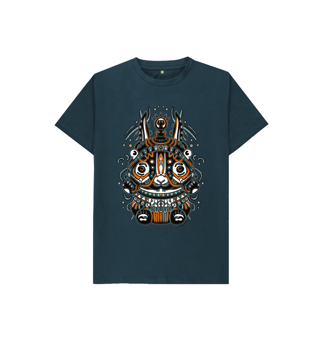 Organic Cotton Denim Blue Kids T-shirt featuring a Night Spirit by Fowl Plays - Sustainable Fashion and Art At Fowl Plays.