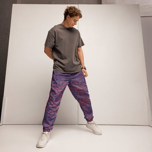Blue and pink Kaleidoscope Mandala Joggers – unisex festival streetwear by Fowl Plays Print Emporium