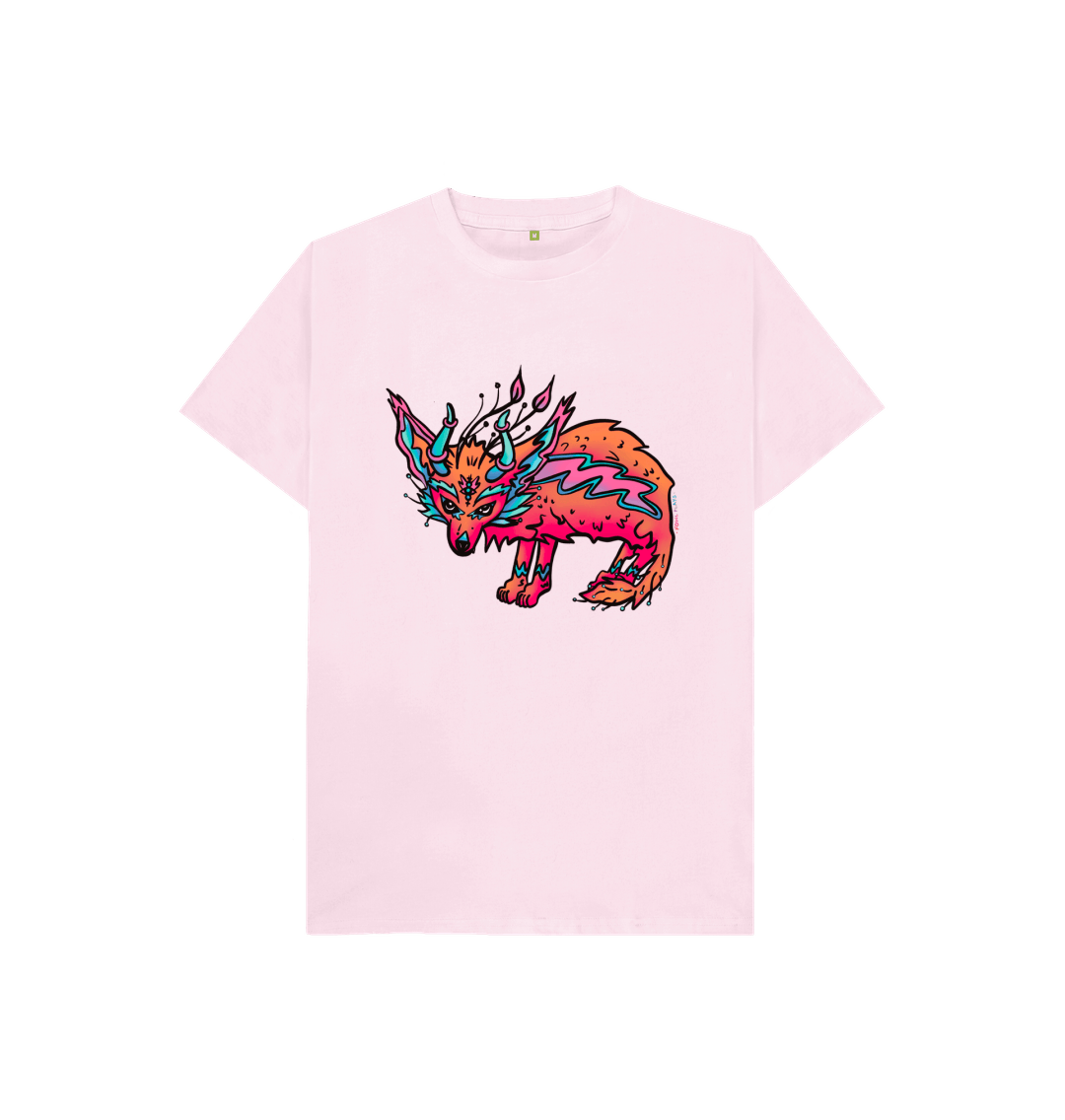 Organic Cotton Pink Kids T-shirt featuring a fantasy Fennec Fox by Fowl Plays - Sustainable Fashion and Art At Fowl Plays