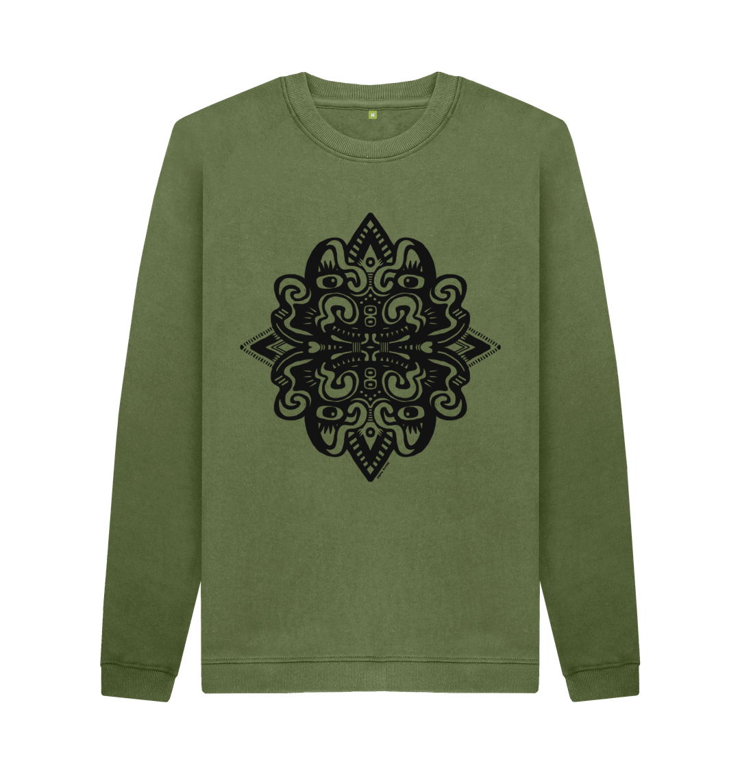 Khaki Printed Sweater Front