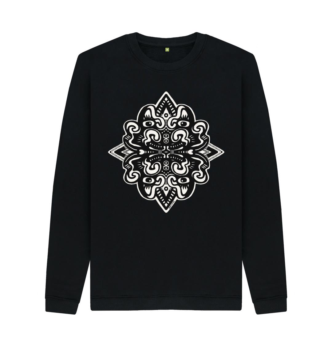 Black Printed Sweater Front