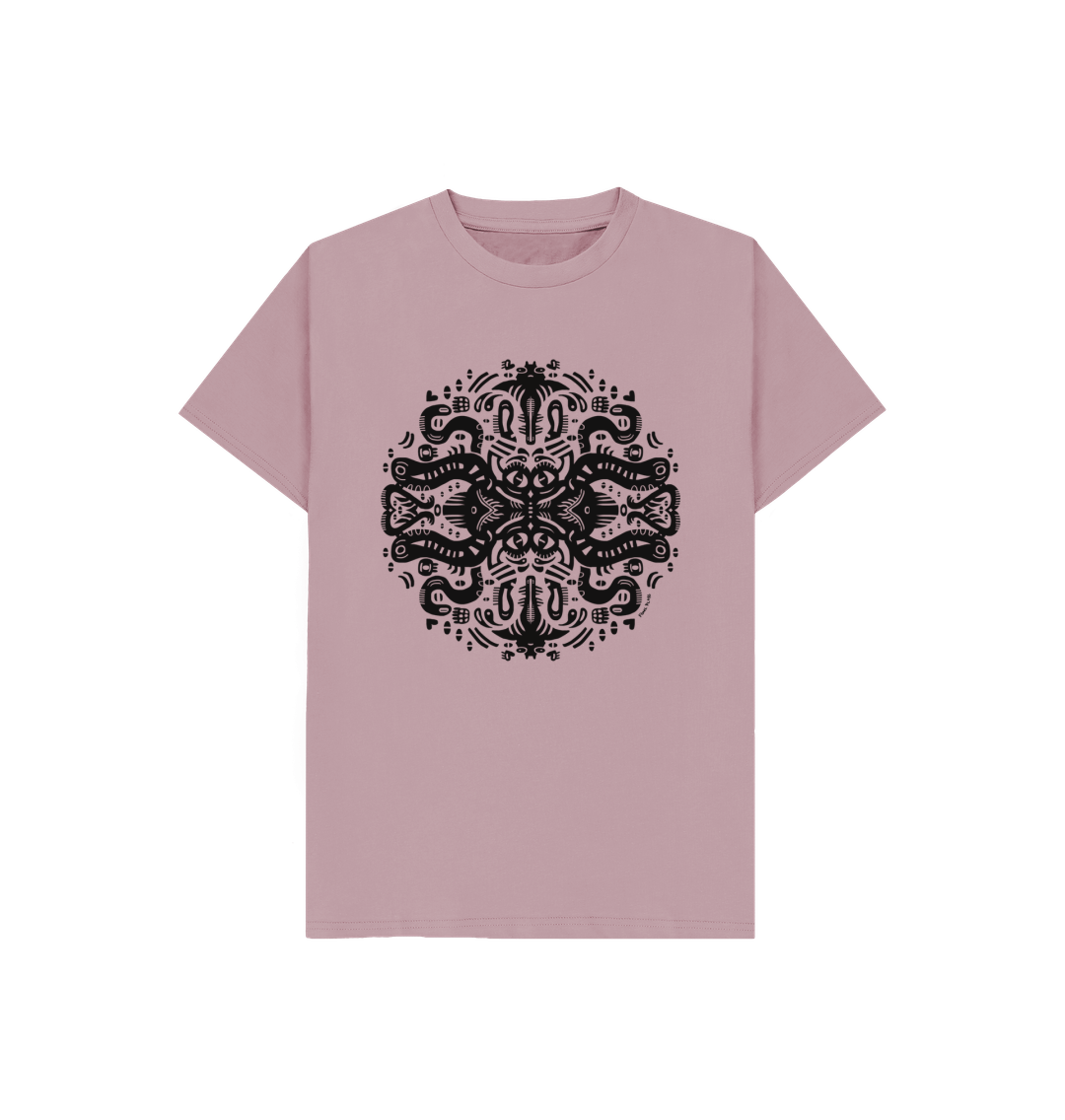 Organic Cotton Mauve Kids T-shirt featuring Squid Games by Fowl Plays - Sustainable Fashion and Art At Fowl Plays