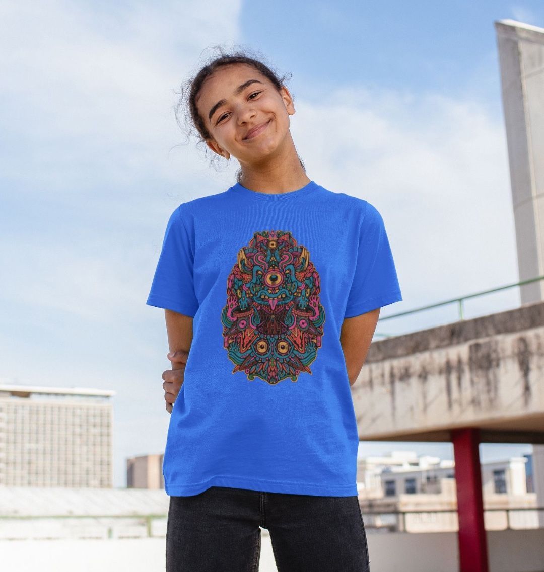 Ravealon Organic Cotton Unisex Kids T-shirt Blue Vibes