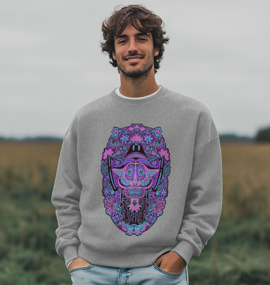 Mushroom Man Unisex Organic Cotton Oversized Sweater Neon Pop