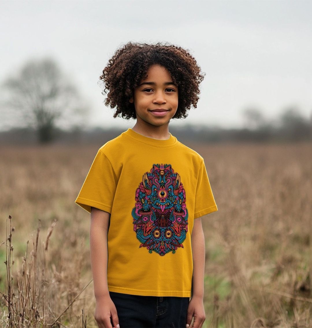 Ravealon Organic Cotton Unisex Kids T-shirt Blue Vibes